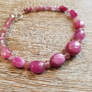 Ruby, tourmaline natural gemstone bracelet